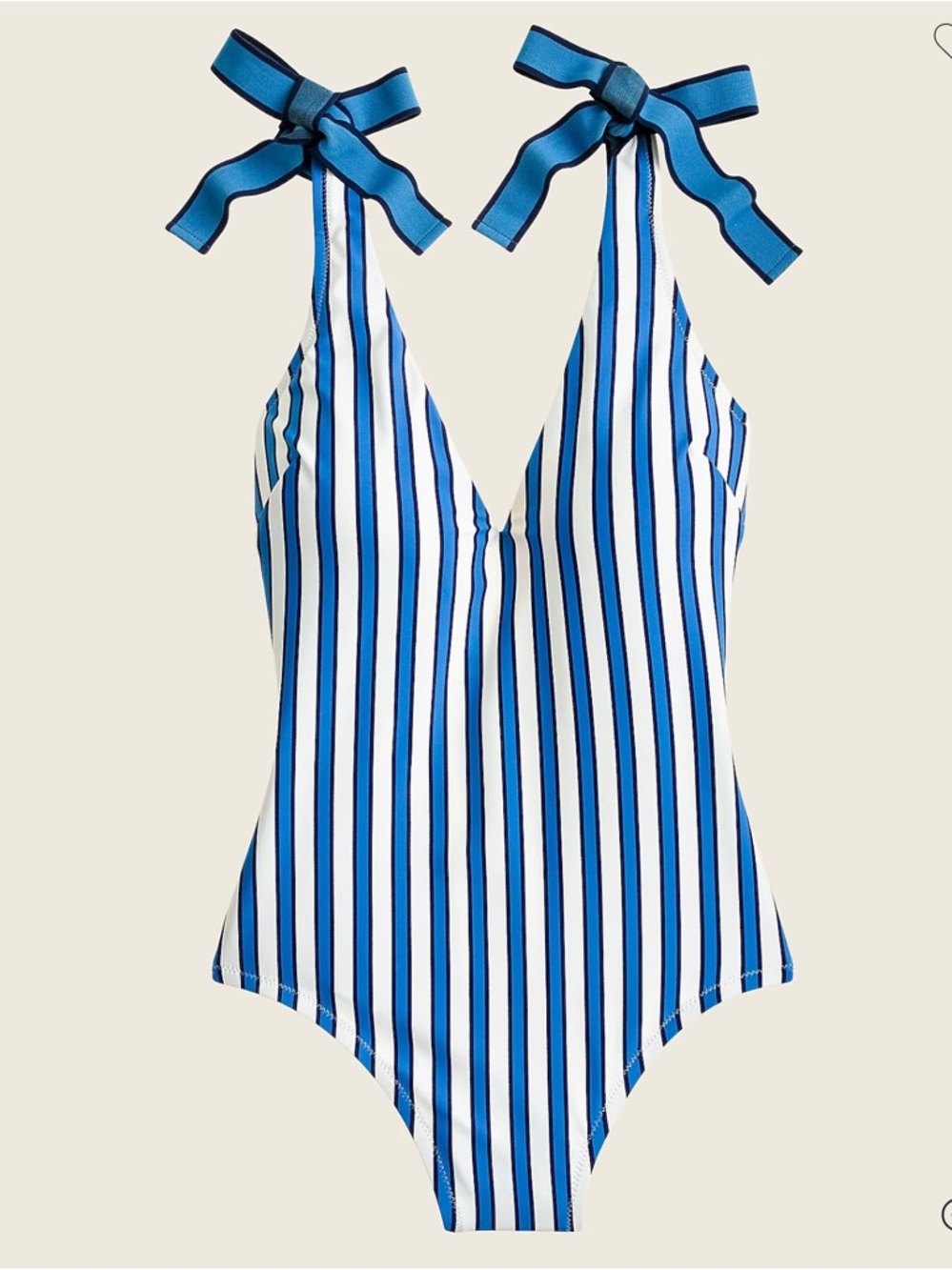 J Crew Tie-shoulder one-piece in cabana stripe 8 blue and white striped